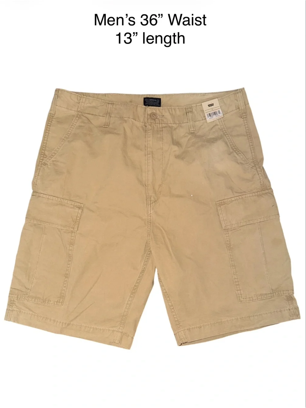 NWT Levi's Men's Cargo Shorts. Color Tan-Harvest Gold-Waist 36”.